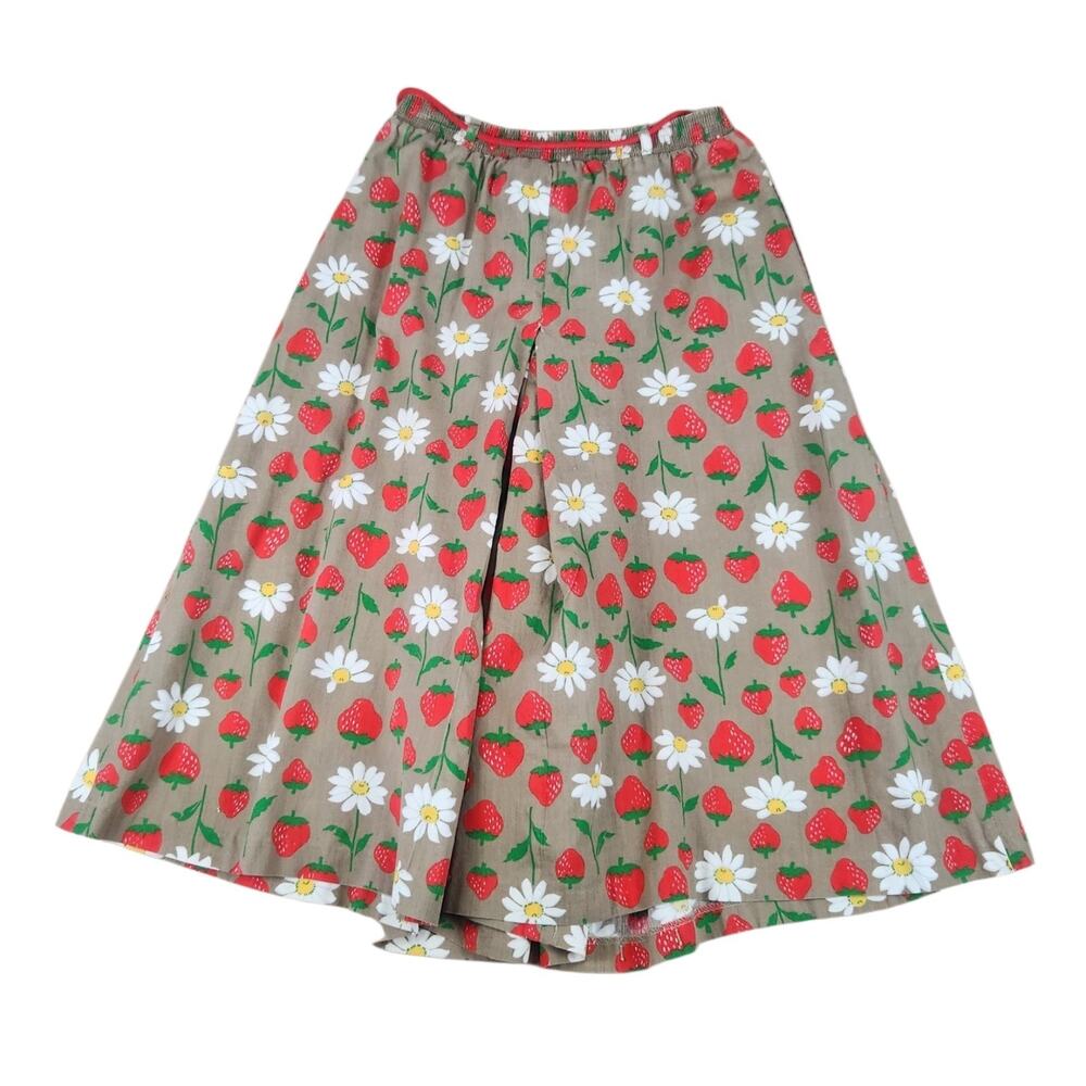 Vtg Strawberry Floral Print Culottes Wide Leg Shorts S/M Cottage Core Cotton - Picture 7 of 11
